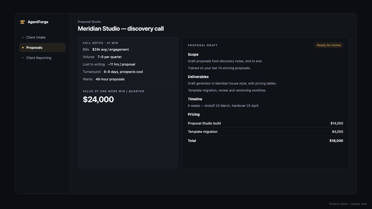 Proposal Studio — product demo with sample data